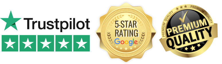 Trustpilot 5 stars · Google 5-star rating · Premium Quality